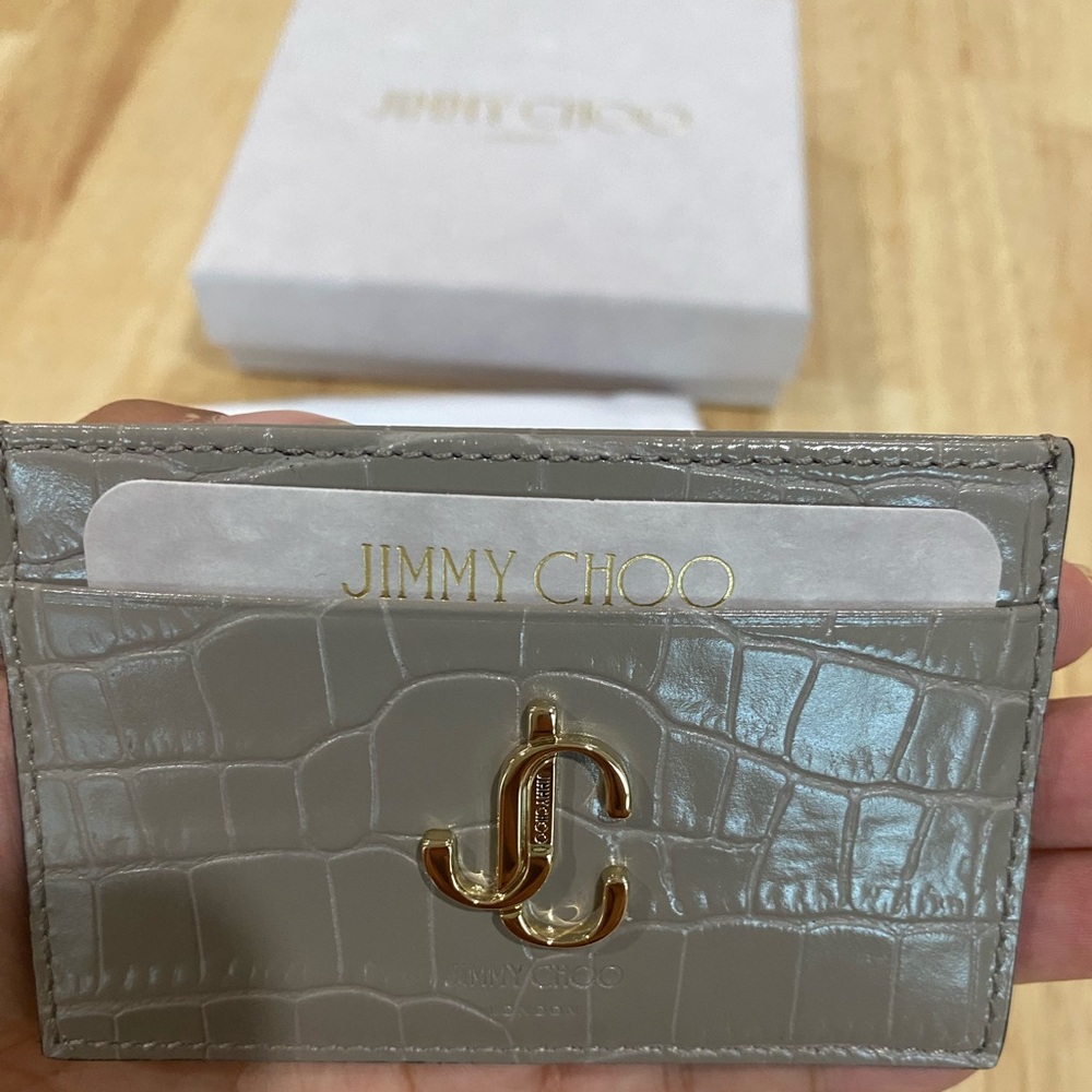 Jimmy Choo grey Cros embossed card slot BNWOT - Picture 1 of 8